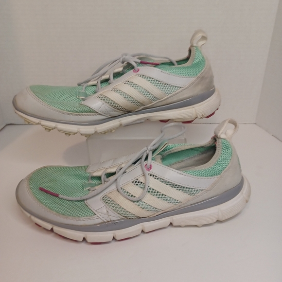 Adidas Teal and White Mesh Top and Leather Womens 7 Golf Shoes EVG 731003 10/13 - Picture 1 of 6